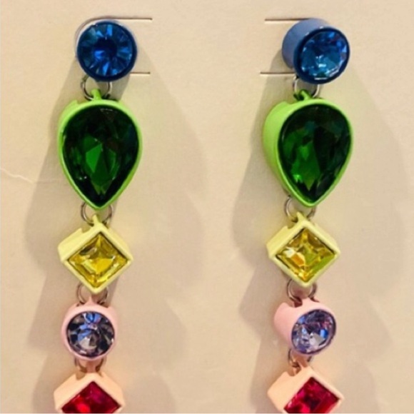 NWT 🌈 Macrae & Co. MultiColored crystals gorgeous Earrings - Picture 7 of 9